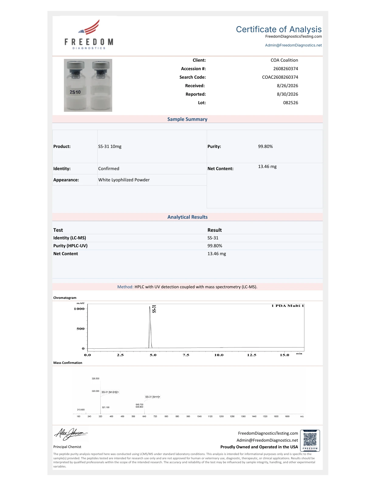 COA COAC2608260374, page 1.