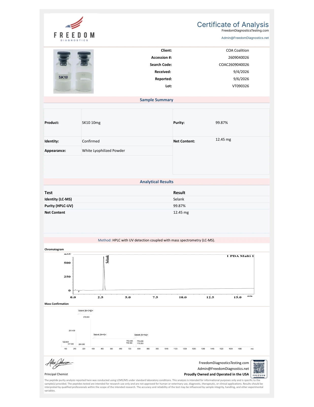 Laboratory certificate for lot G36XM2A2N, first page