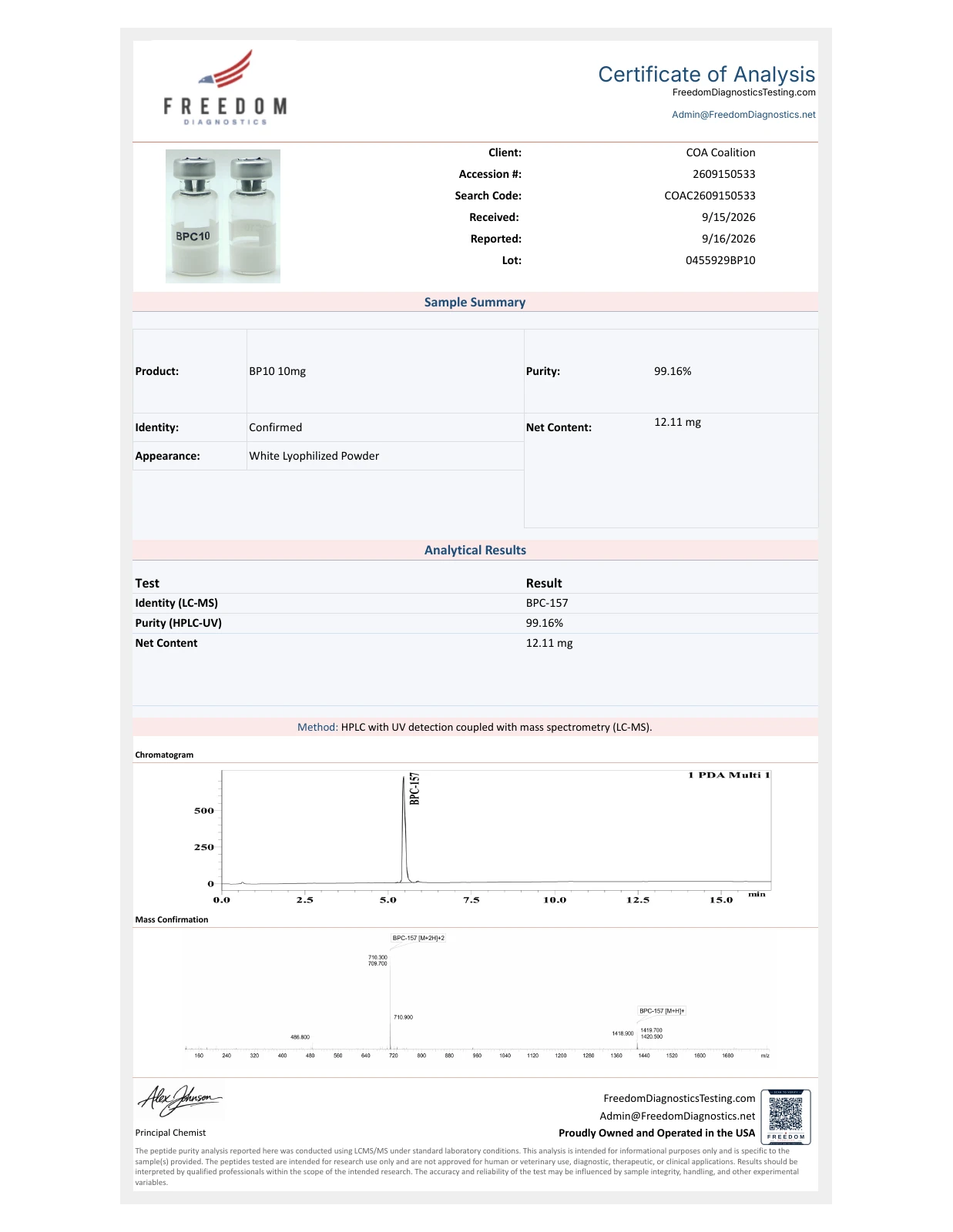 COA COAC2609150533, page 1.