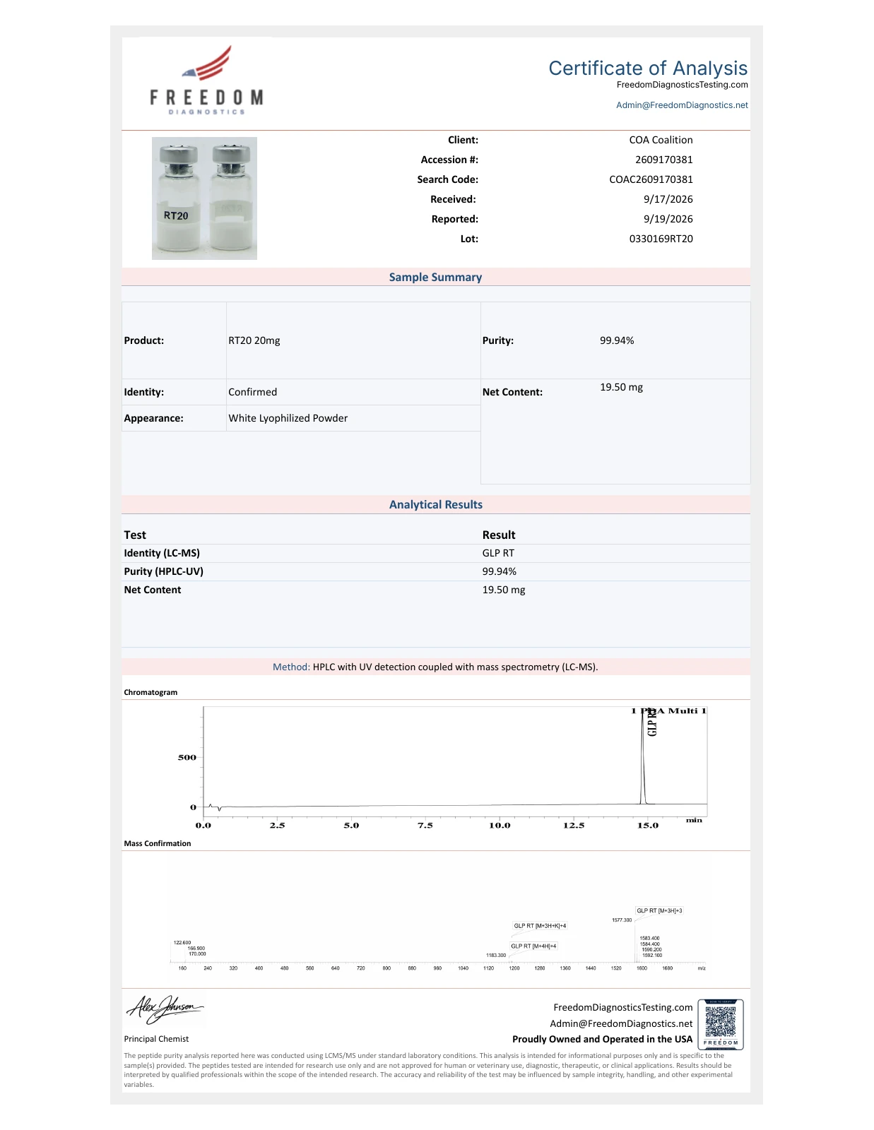 COA COAC2609170381, page 1.