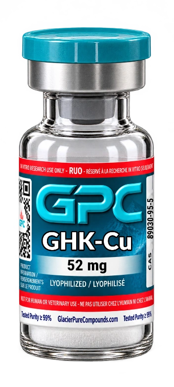 Glacier Pure Compounds GHK-Cu 52 mg research vial.