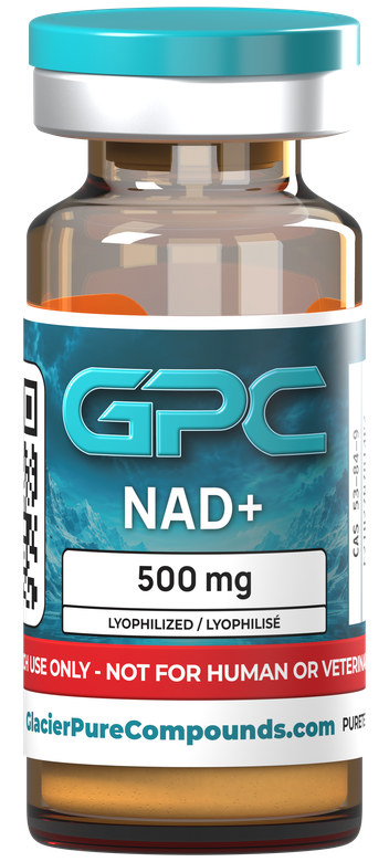 Glacier Pure Compounds NAD+ 500 mg research vial.