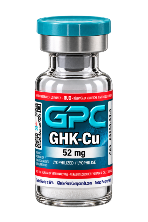 A sealed glass vial labelled GHK-Cu