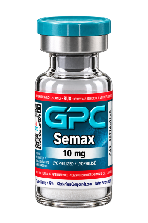 A sealed glass vial labelled Semax