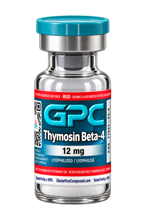 A sealed glass vial labelled Thymosin Beta-4 (TB)